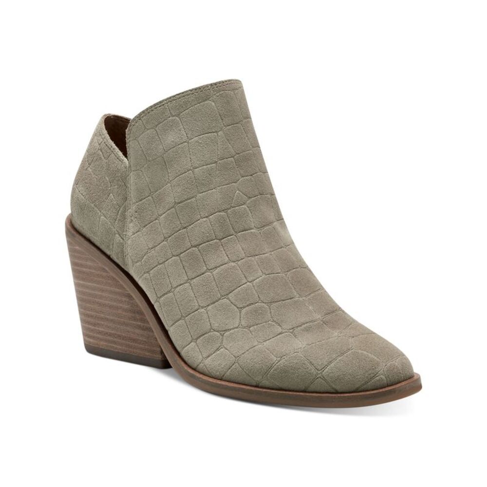 LUCKY BRAND Womens Green Hi-Lo Topliine Saucie Almond Leather Booties 10 M